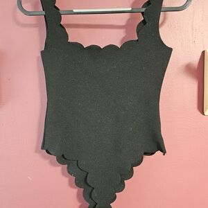 SHEIN Black Scalloped Edge Bodysuit